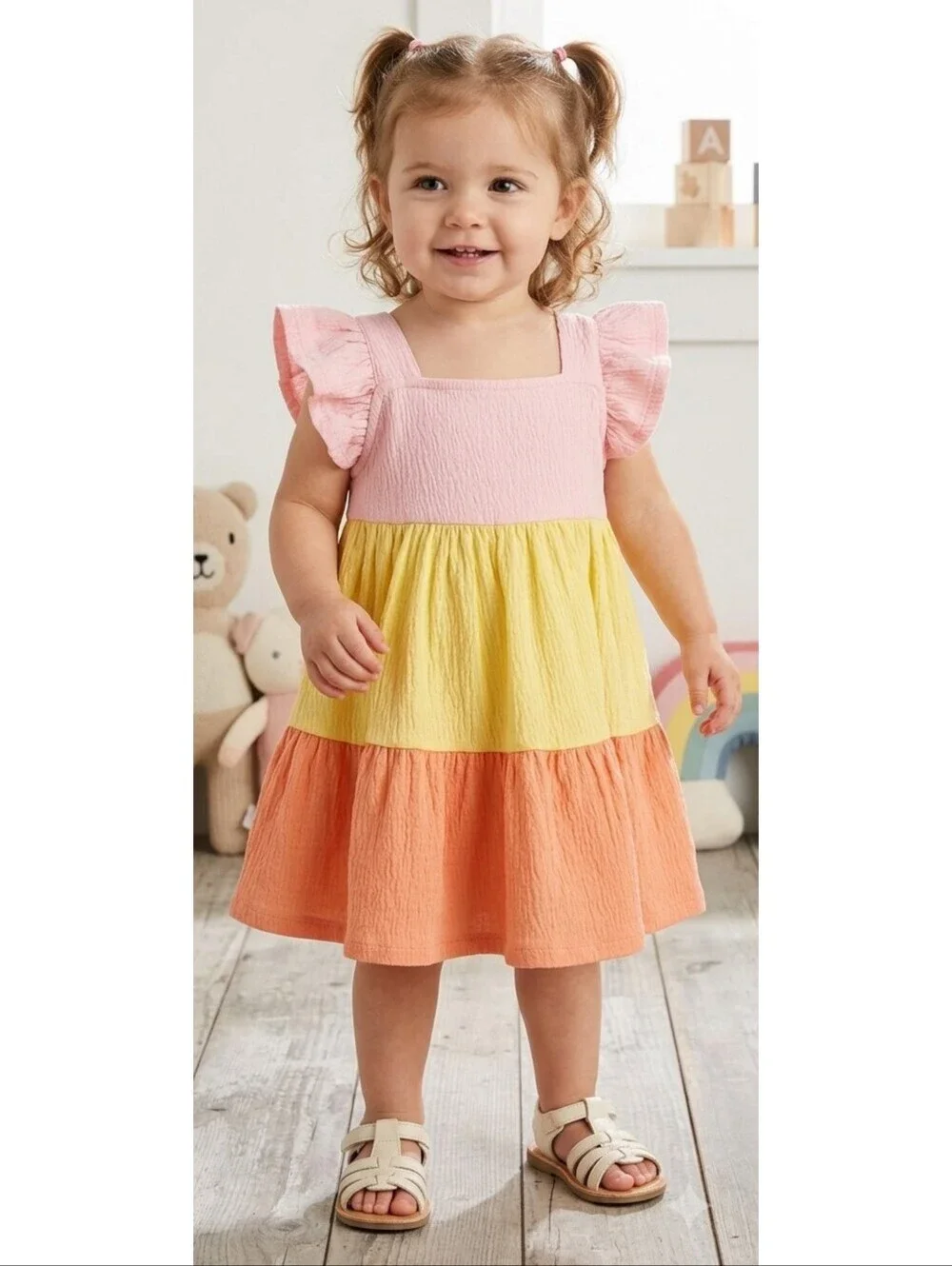 Carter's Baby Flutter Crinkle Jersey Dress Pastel Colors Size 18M